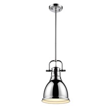 Golden 3604-S CH-CH - Duncan Small Pendant with Rod in Chrome with a Chrome Shade