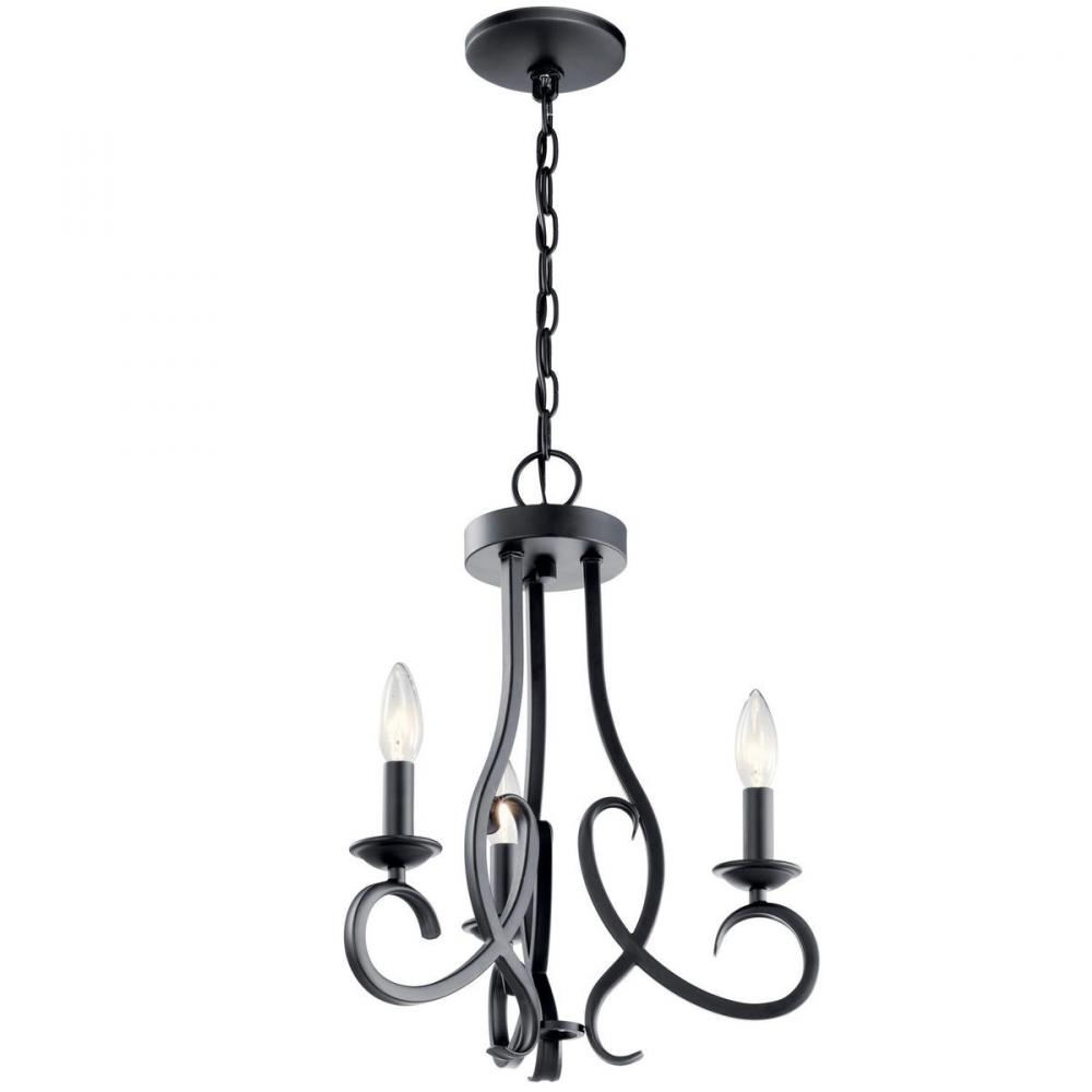 Ania 3 Light Convertible Chandelier Black