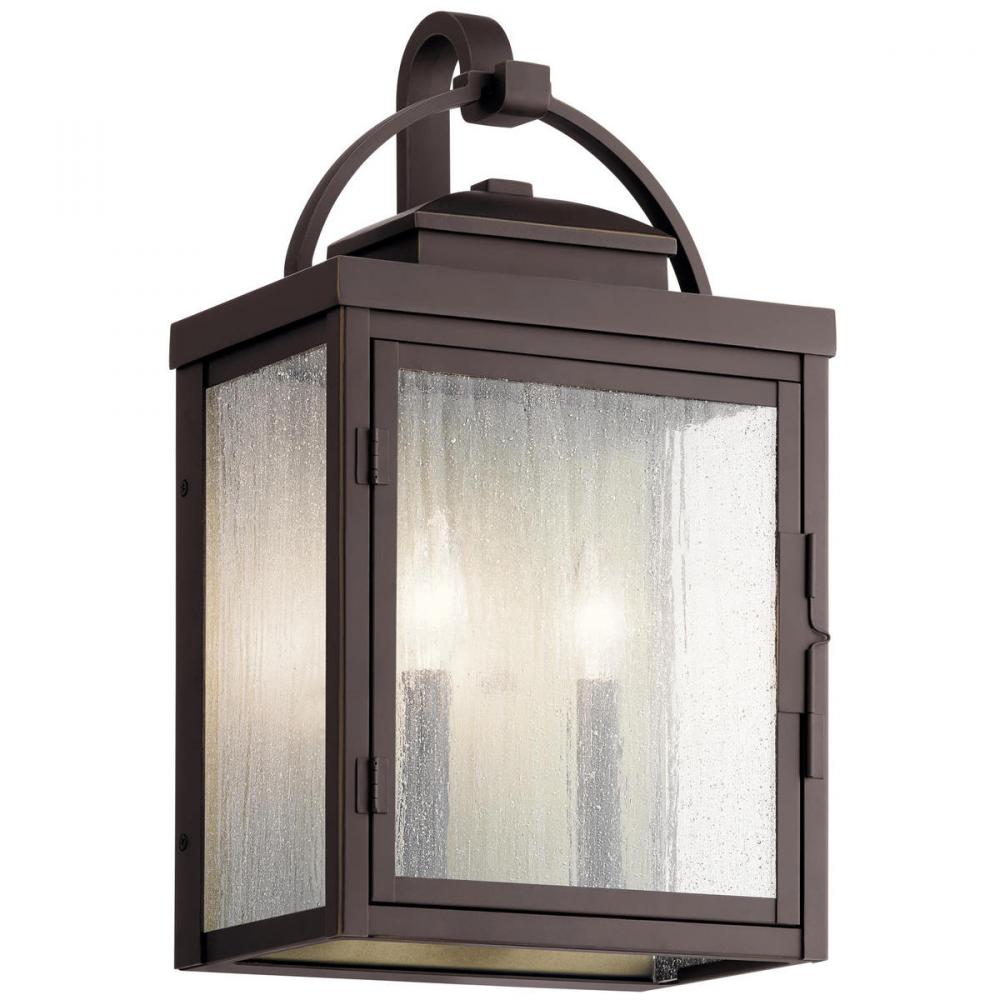 Carlson 18.25" 2 Light Outdoor Wall Light with Clear Seeded Glass in Rubbed Bronze