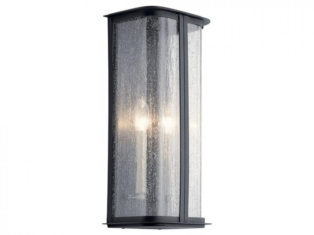 Timmin™ 18" 1 Light Wall Light with Clear Seeded Glass and Distressed Black