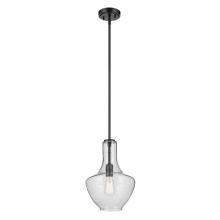 Kichler 42141BKCS - Everly 15.25" 1-Light Bell Pendant with Clear Seeded Glass in Black