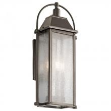 Kichler 49715OZ - Harbor Row 23.25" 3 Light Outdoor Wall Light with Clear Seeded Glass in Olde Bronze®