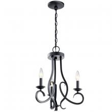 Kichler 52243BK - Ania 3 Light Convertible Chandelier Black