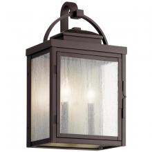 Kichler 59012RZ - Carlson 18.25" 2 Light Outdoor Wall Light with Clear Seeded Glass in Rubbed Bronze