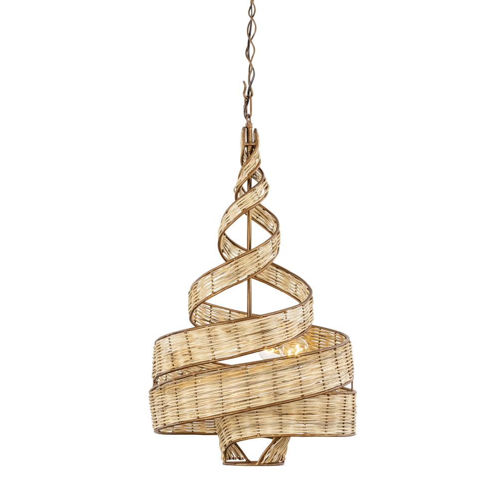 Flow 3-Lt Twist Pendant - Baguette/Natural Rattan