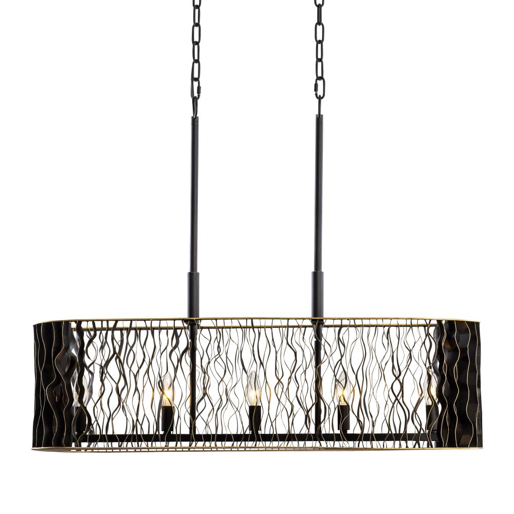 Estela 5-Lt Linear Pendant - Matte Black/French Gold