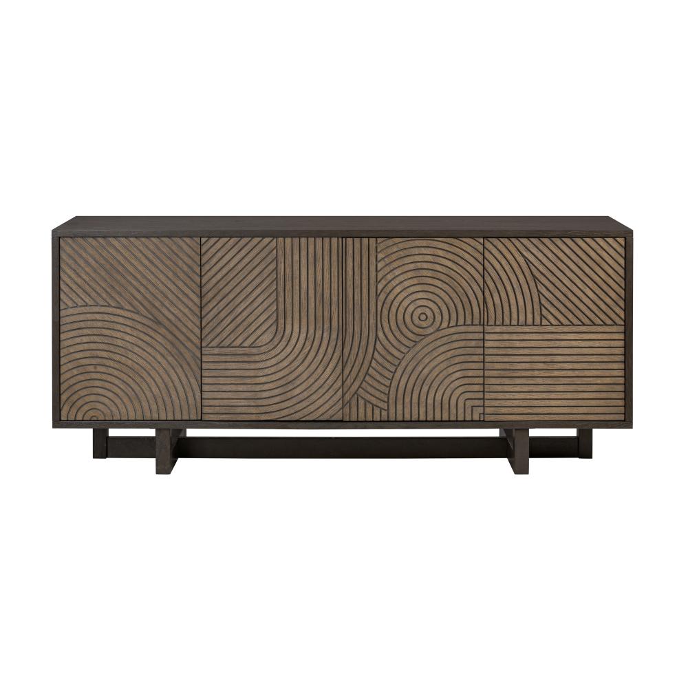 Kalen Credenza - Aged Barrel/Dark Brown Oak