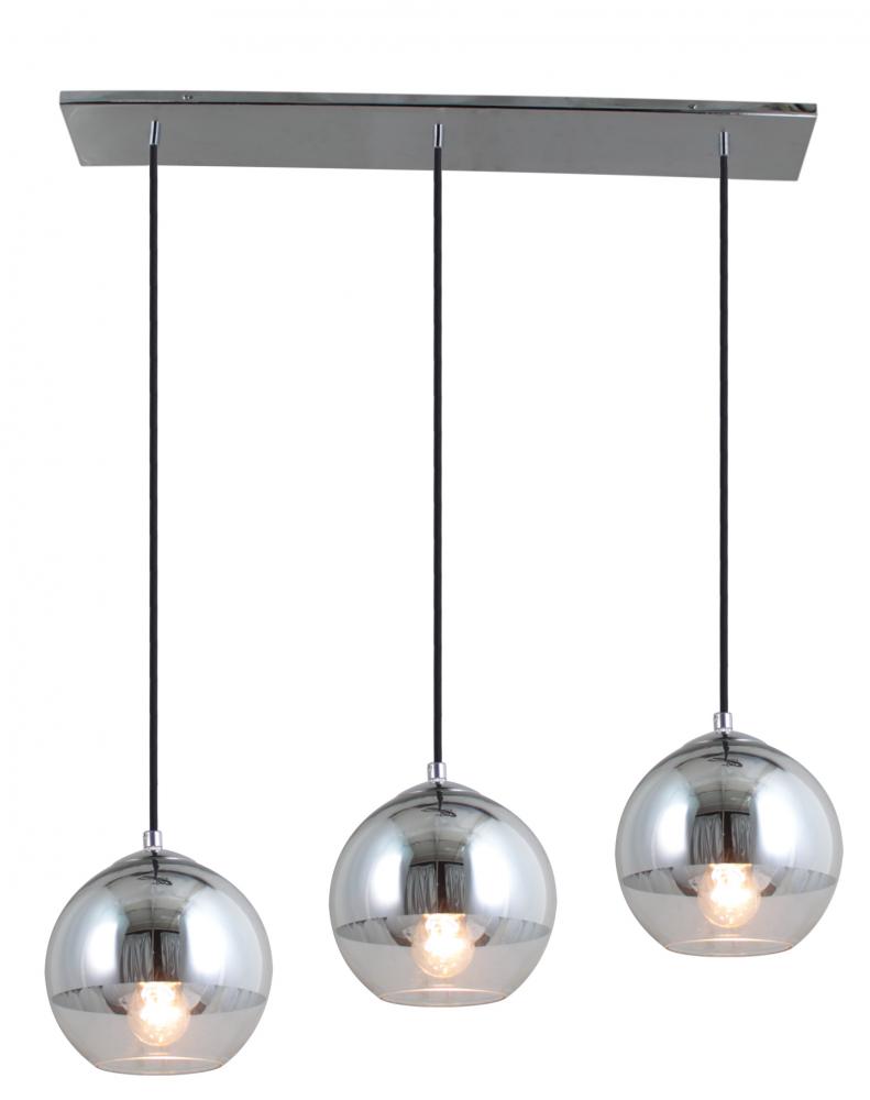 Three Light Half Chrome Multi Light Pendant