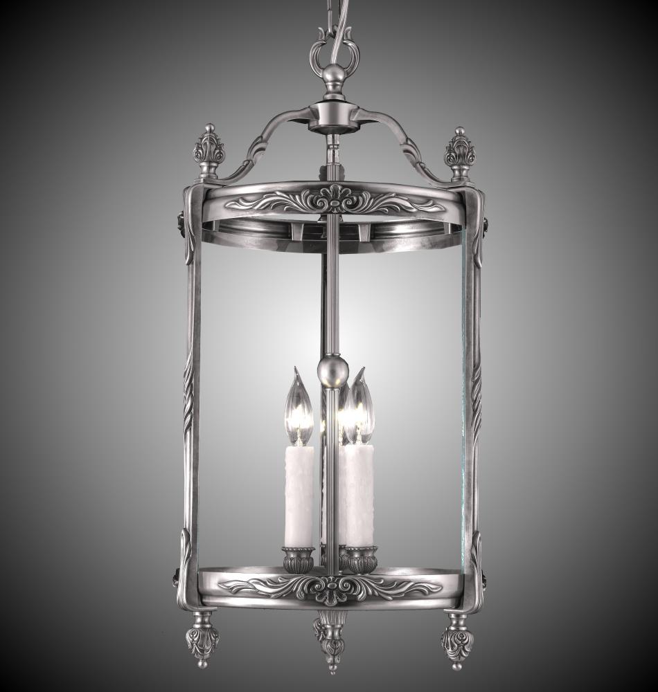 3 Light 13 inch Lantern with Clear Curved Glass
