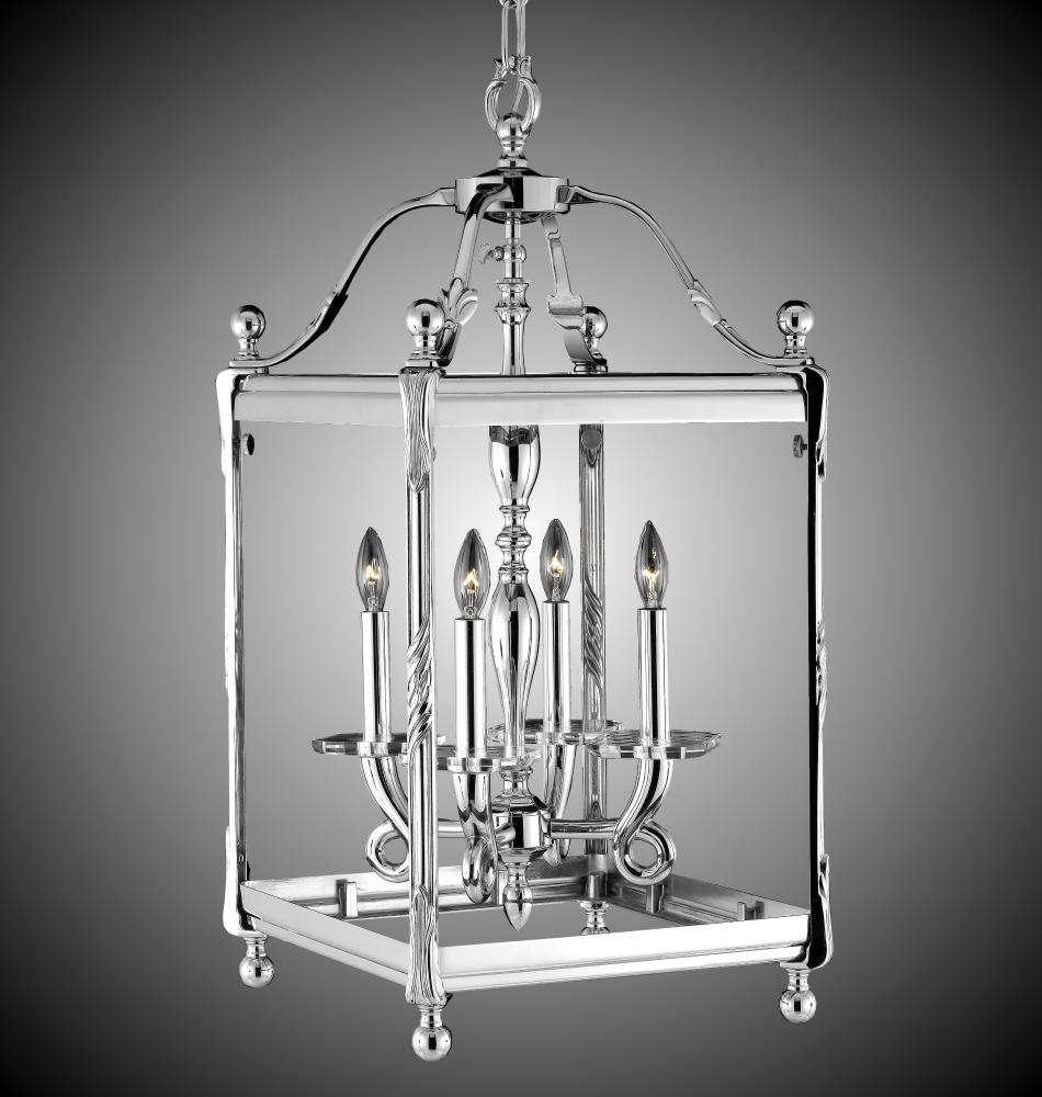 4 Light 13 inch Square Lantern with Glass