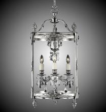 American Brass & Crystal LT2213-A-07G-ST - 3 Light 13 inch Lantern with Clear Curved glass & Crystal