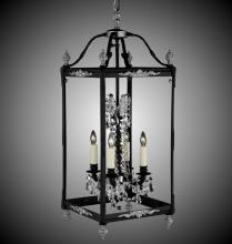 American Brass & Crystal LT2414-A-05S-ST - 4 Light 13 inch Extended Square Lantern with Crystal and Glass
