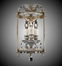 American Brass & Crystal LTFM2208-ALN-03G-PI - 3 Light 8 inch Semi-Flush Lantern with Clear Curved glass & Crystal
