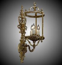 American Brass & Crystal WS2184-12G-ST - 3 Light 8 inch Lantern Wall Sconce with Clear Curved Glass
