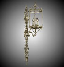 American Brass & Crystal WS2187-21S-PI - 3 Light 8 inch Lantern Extended Wall Sconce with Clear Curved Glass