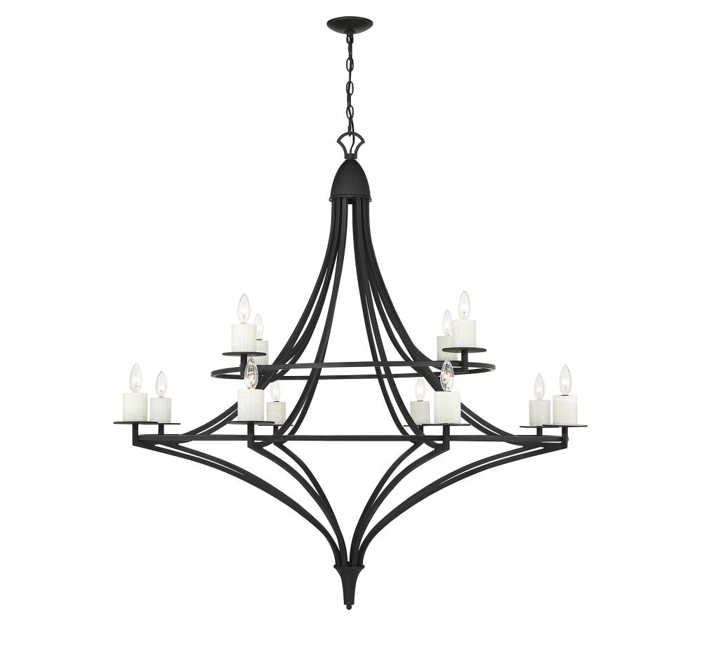 Director 12-Light Chandelier in Matte Black