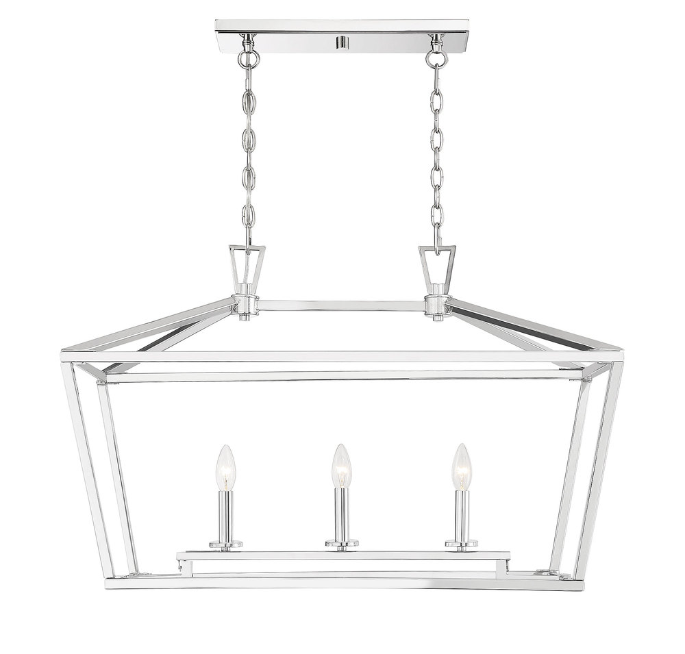 Townsend 3-Light Linear Chandelier in Polished Nickel