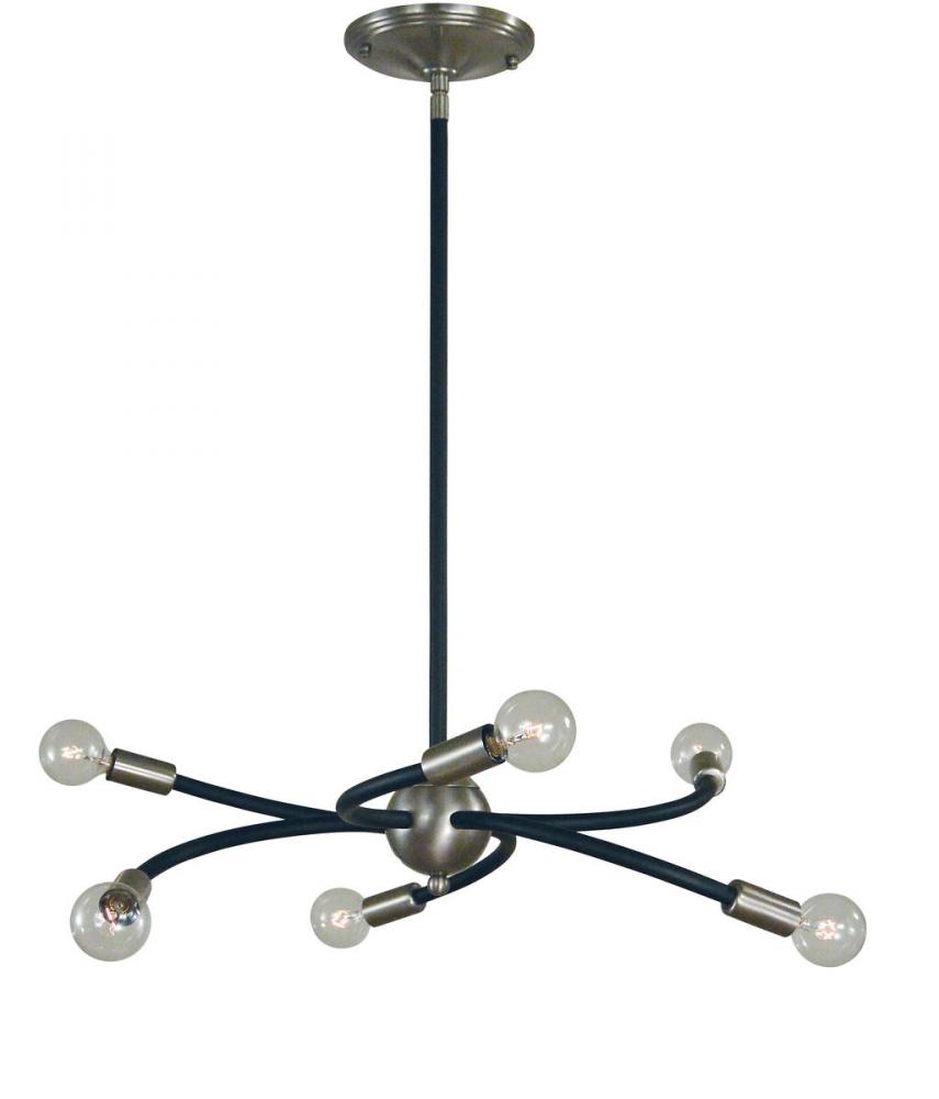 6-Light Brushed Nickel/Matte Black Eloise Chandelier