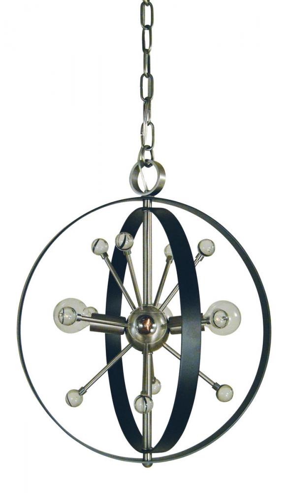 4-Light Brushed Nickel/Matte Black Nucleus Chandelier