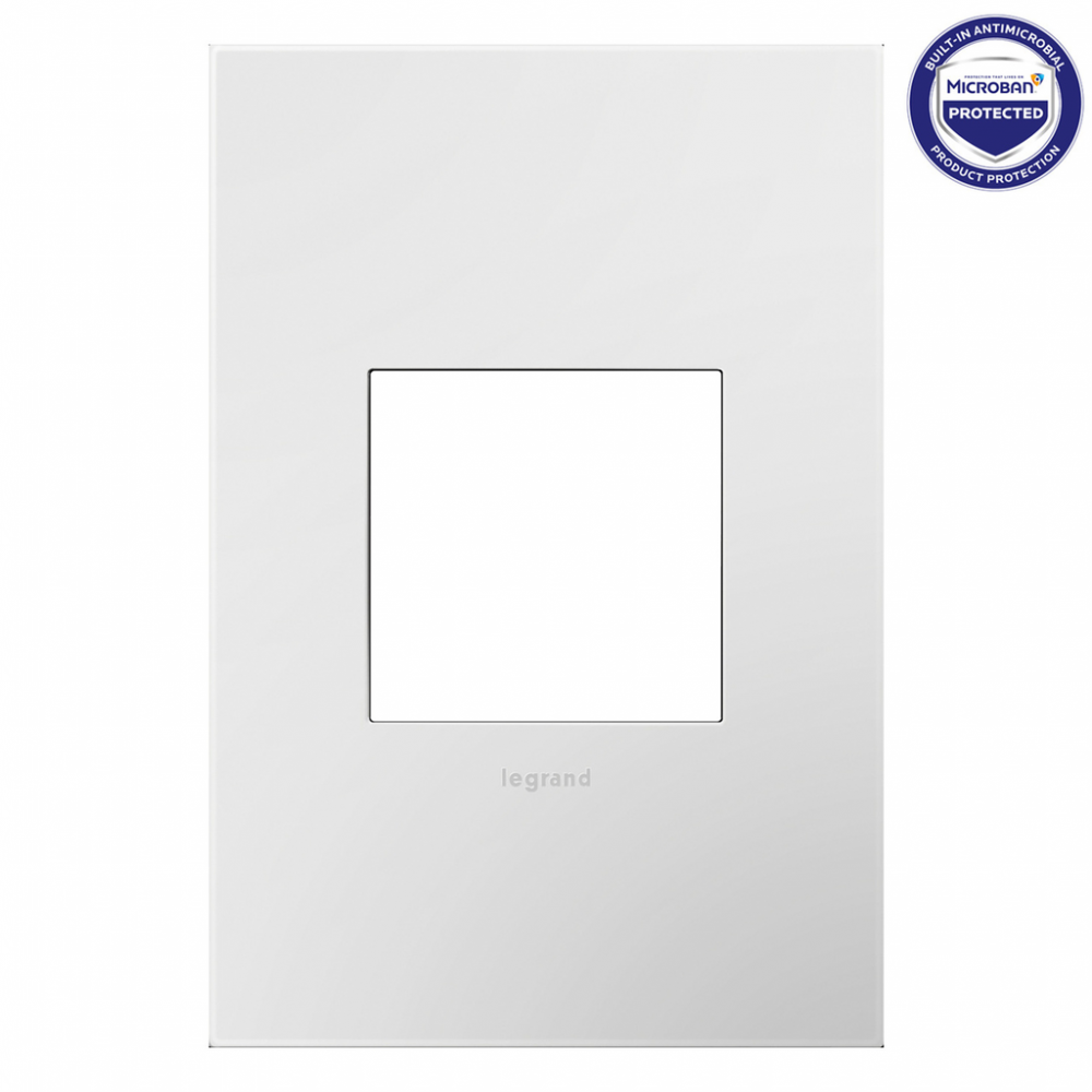 adorne® Gloss White One-Gang Screwless Wall Plate with Microban®