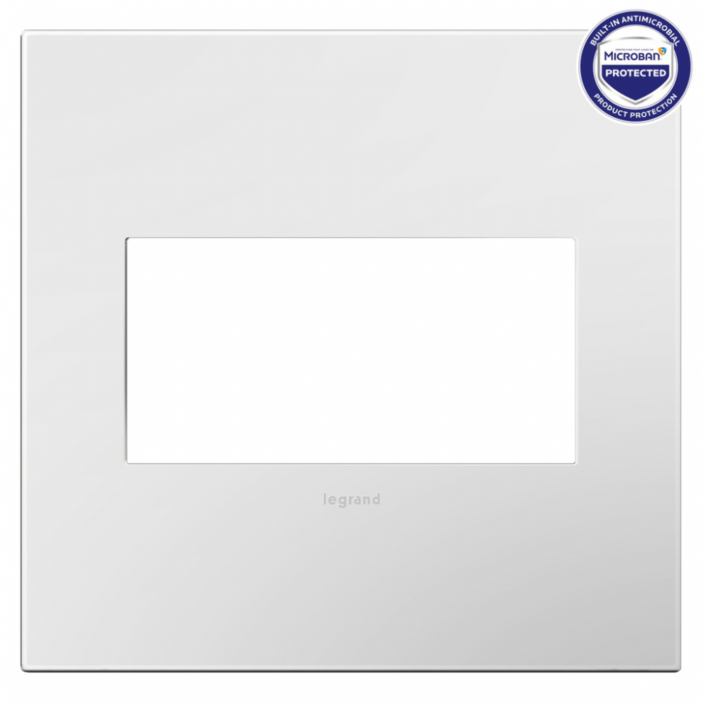 adorne® Gloss White Two-Gang Screwless Wall Plate with Microban®