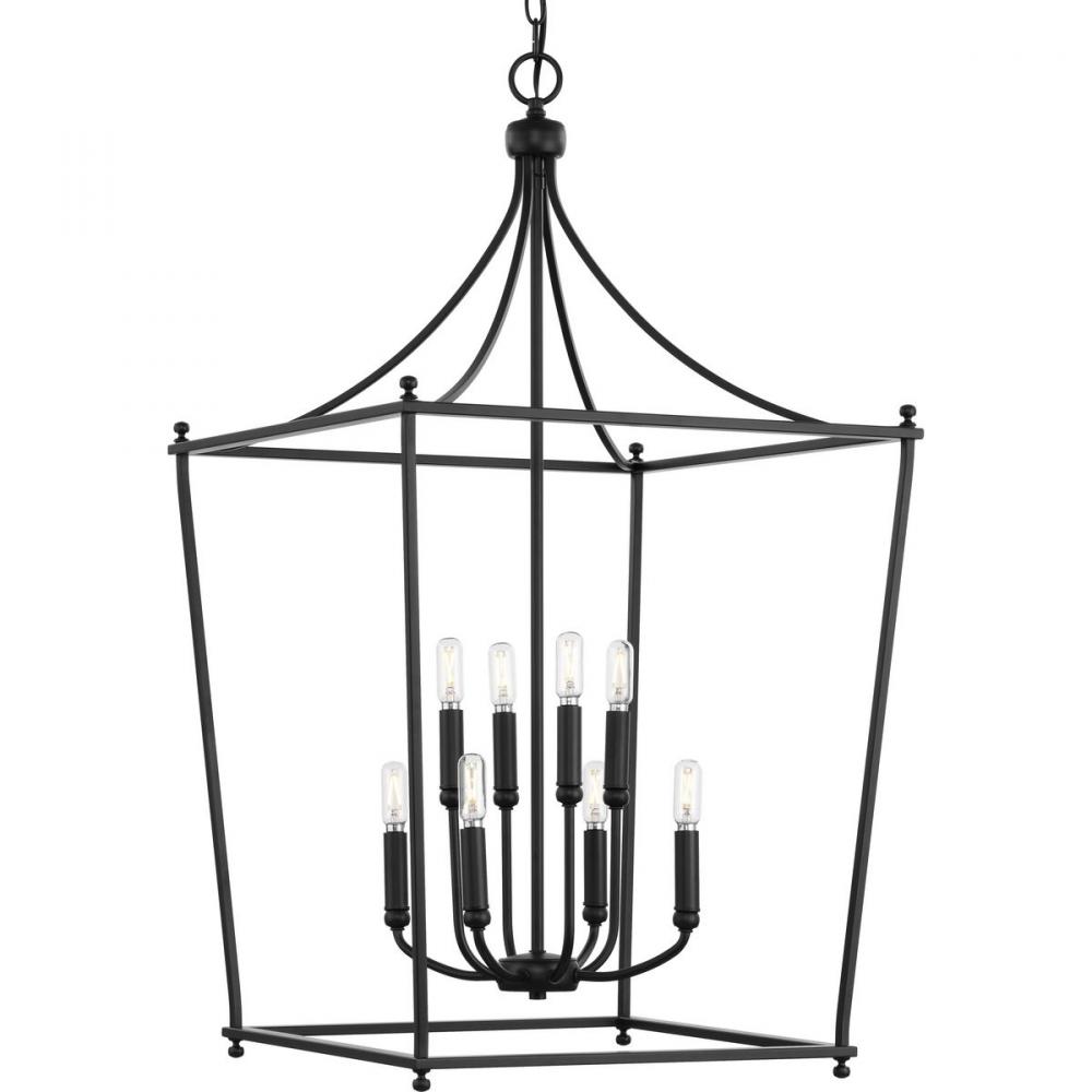 Parkhurst Collection Eight-Light New Traditional Matte Black  Chandelier Foyer Light