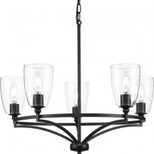 Progress P400296-31M - Parkhurst Collection Five-Light New Traditional Matte Black Clear Glass Chandelier Light