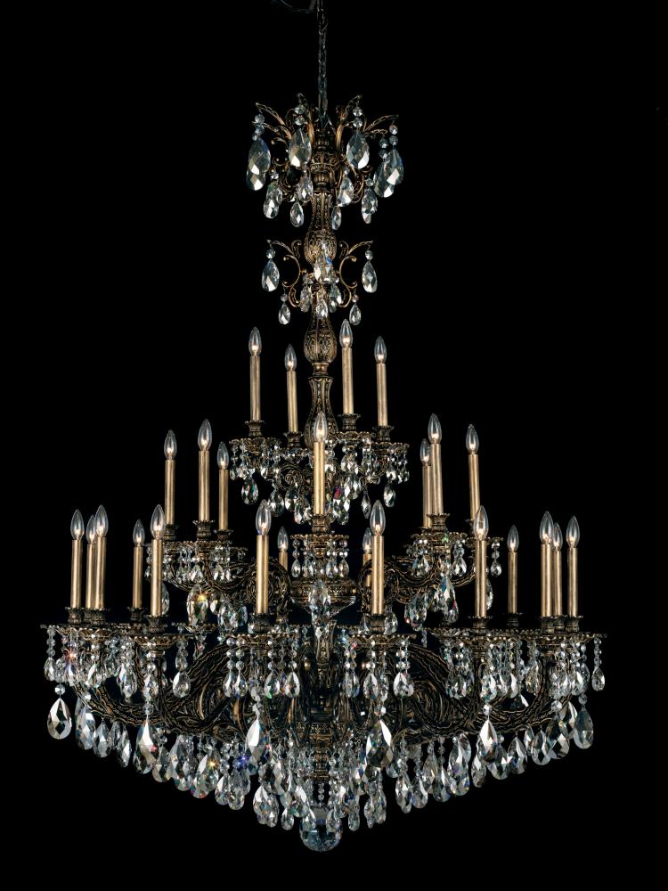 Milano 28 Light 120V Chandelier in Heirloom Gold with Radiance Crystal