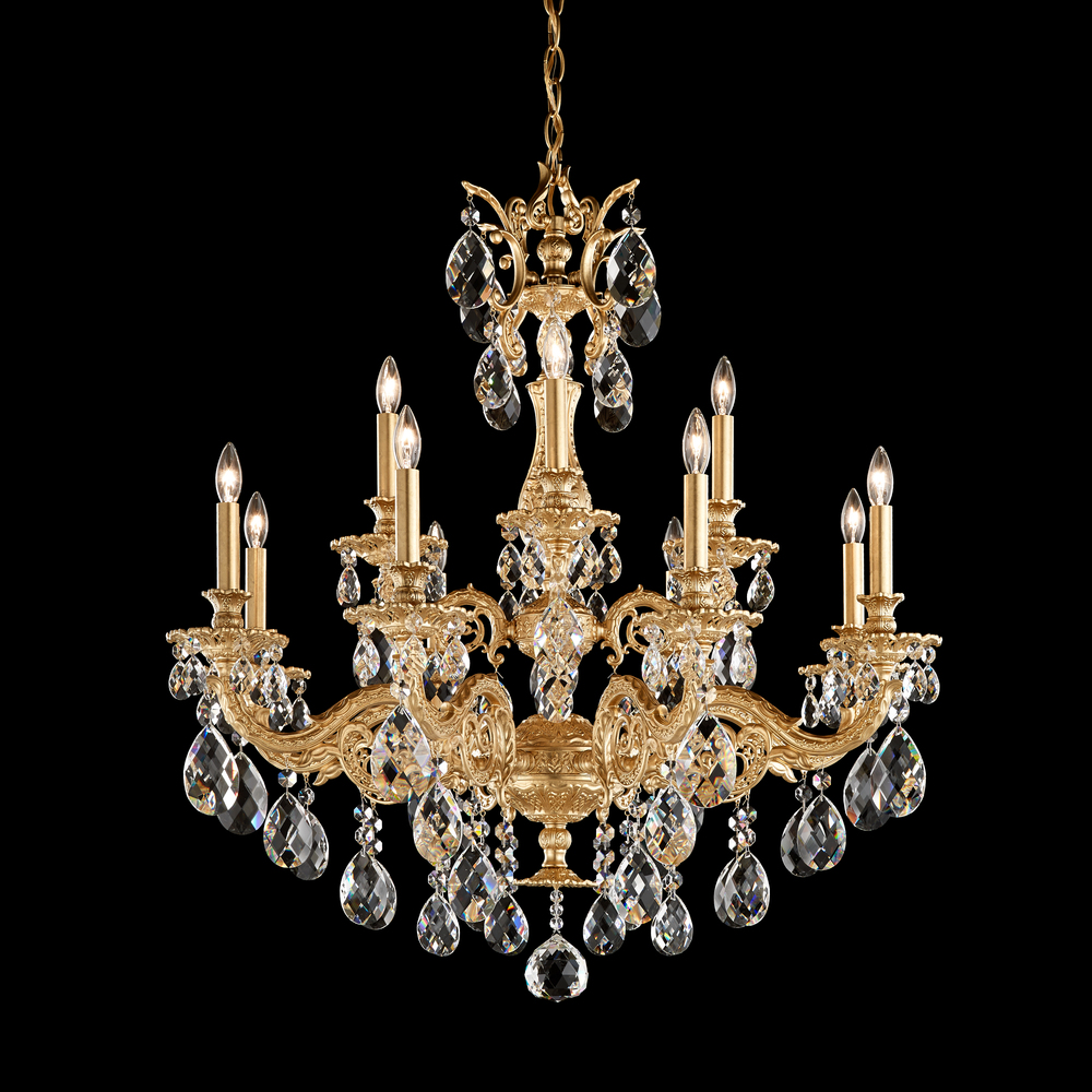 Milano 12 Light 120V Chandelier in Heirloom Gold with Radiance Crystal