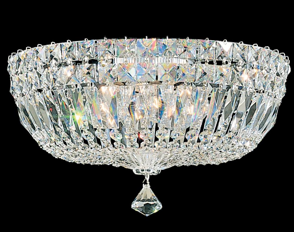 Petit Crystal Deluxe 5 Light 120V Flush Mount in Polished Silver with Clear Radiance Crystal