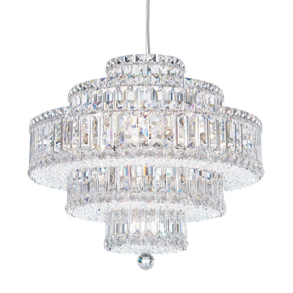 Plaza 22 Light 120V Pendant in Polished Stainless Steel with Optic Crystal