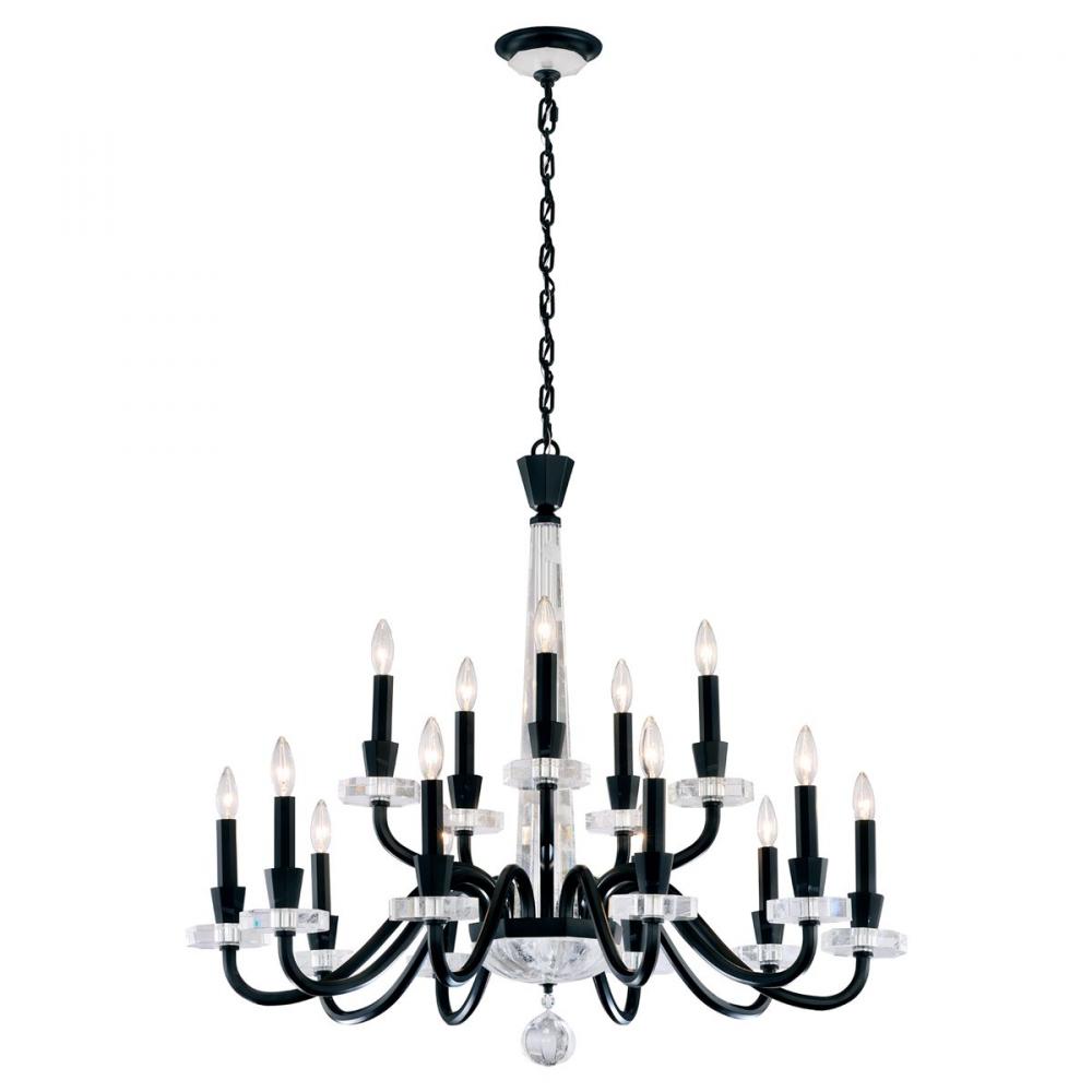 Amadeus 15 Light 120V Chandelier in Antique Silver with Optic Haze Quartz