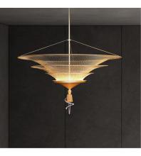 Schonbek 1870 S2234-706H - Veneto 34in LED 3000K/3500K/4000K 120V-277VV Pendant in Gold with Clear Heritage Handcut Crystal