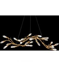 Schonbek 1870 S2456-26OH - Secret Garden 56in LED 3500K 120V-277V Linear Pendant in French Gold with Optic Haze Quartz