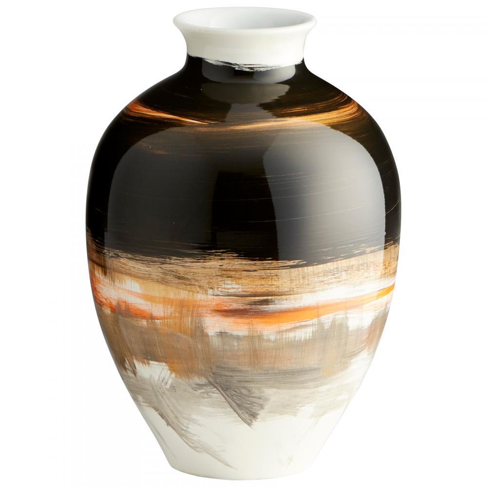 Indian Paint Brush Vase #1 Black & White & Gold