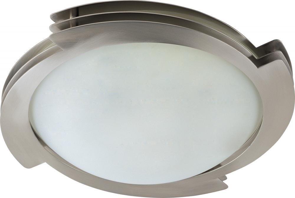 One Light Satin Nickel Frosted Glass Bowl Flush Mount