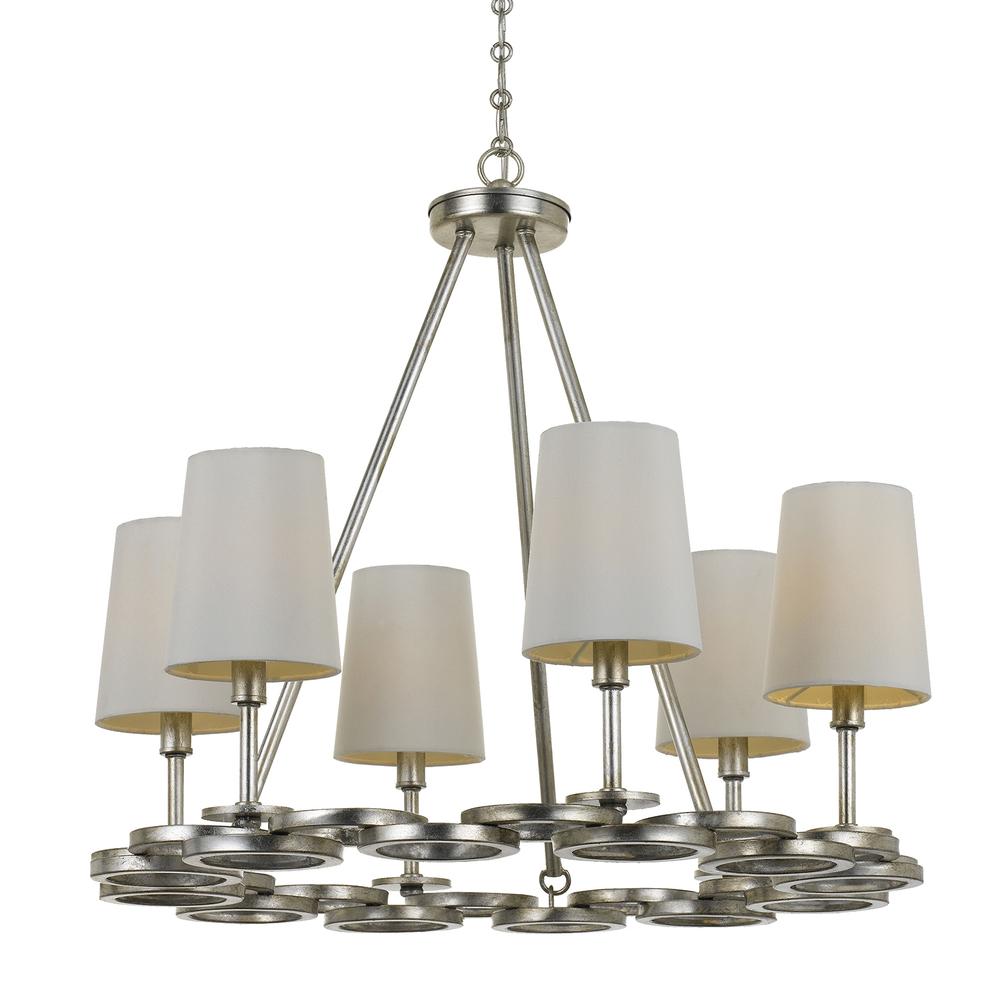 Libby Langdon for Crystorama Graham 6 Light Ant Silver Chandelier