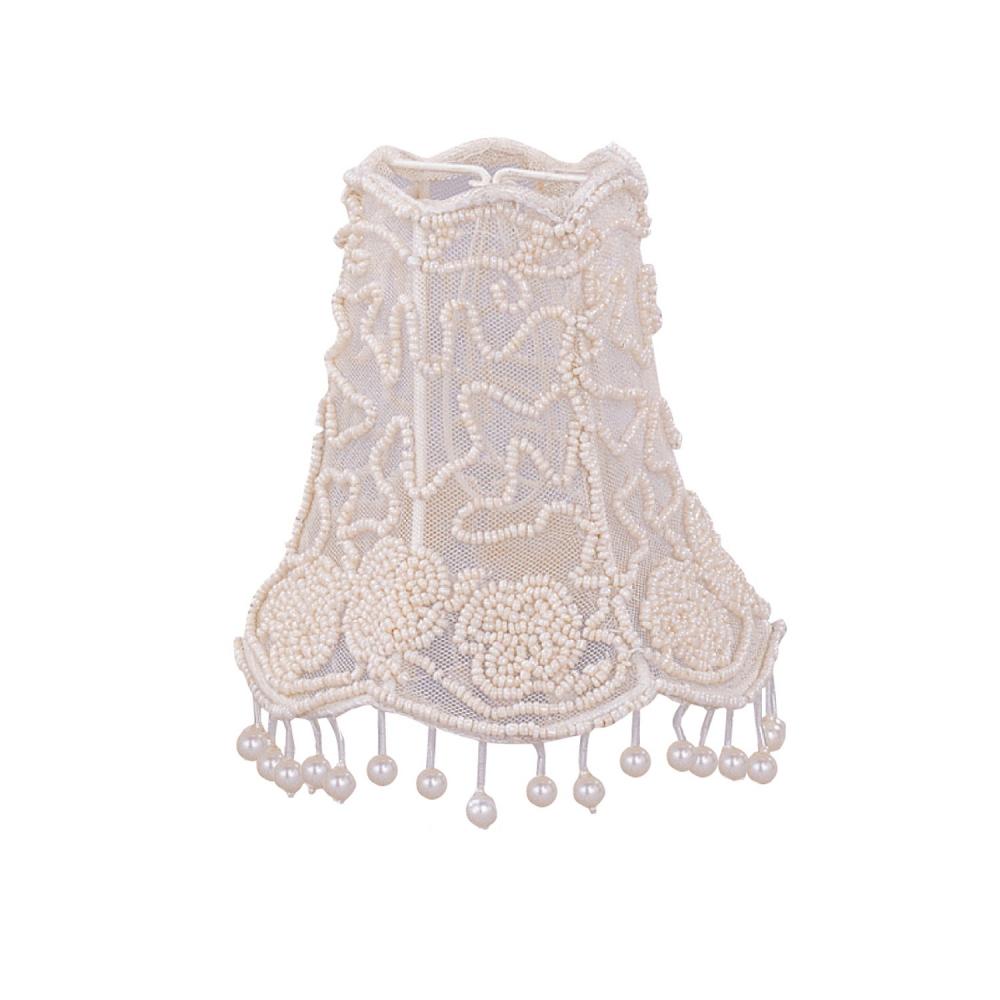 Crystorama 5" Pearl Beaded Shade w/ Dangling Pearls Cream Mini Shade