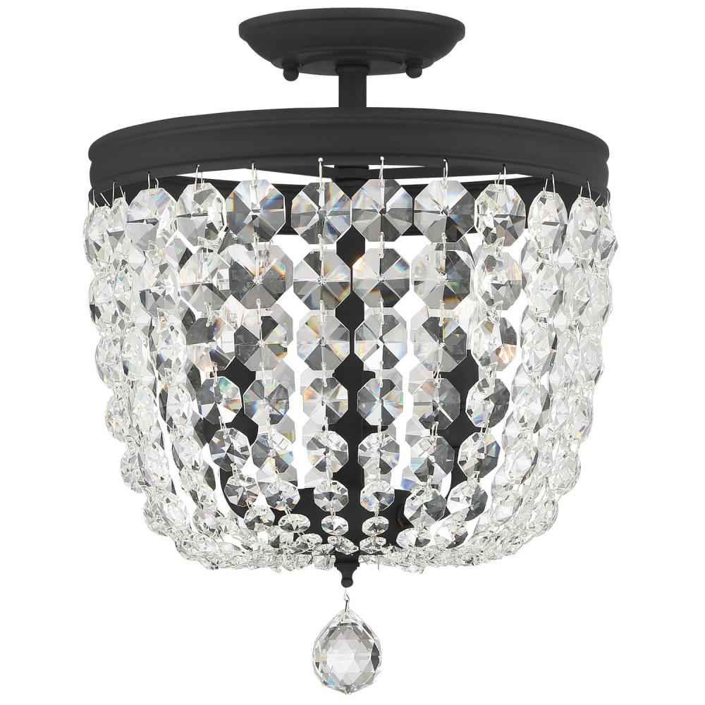 Archer 3 Light Spectra Crystal Black Forged Semi Flush Mount