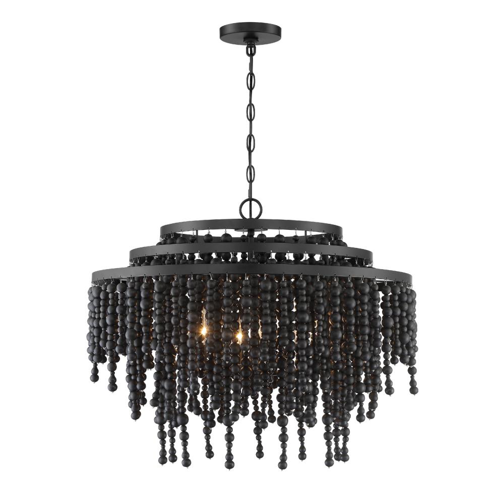 Poppy 6 Light Matte Black Chandelier