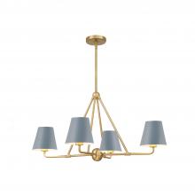 Crystorama XAV-B9304-VG-BL - Xavier 4 Light Vibrant Gold + Blue Chandelier