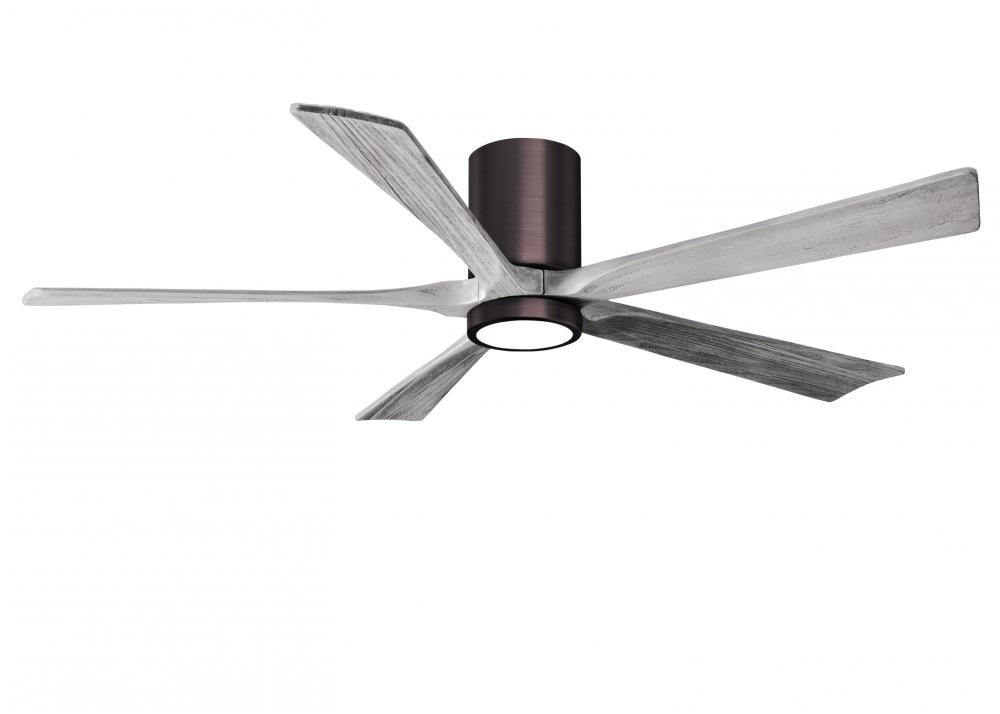 IR5HLK five-blade flush mount paddle fan in Brushed Bronze finish with 60” solid barn wood tone