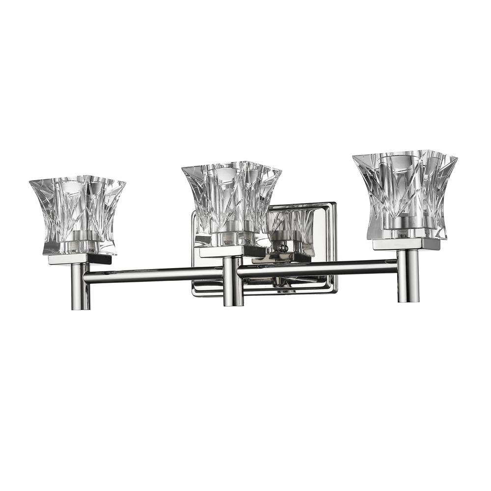 Arabella Indoor 3-Light Bath W/Crystal Glass Shades In Polished Nickel