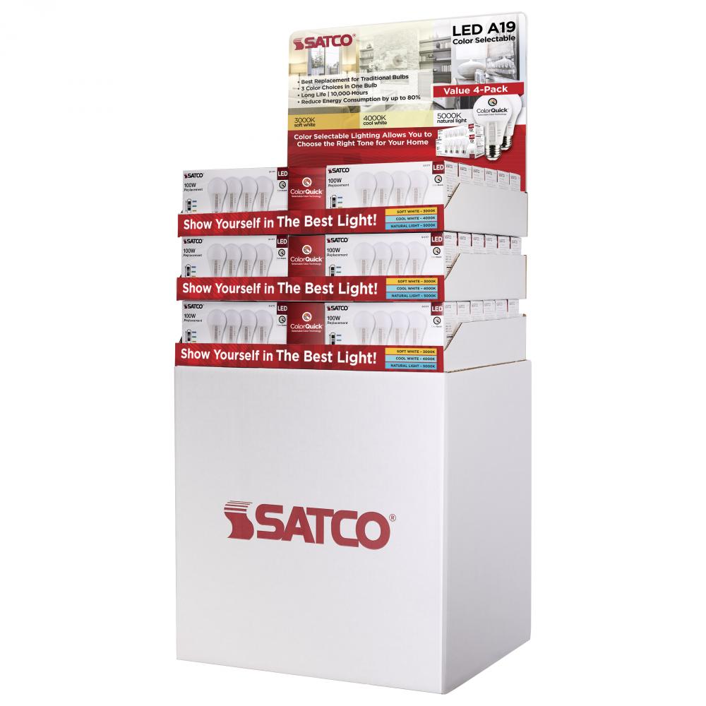 Display Unit Containing 36 Boxes of S11777 4-Pack; 14 Watt; A19; Medium Base; 3K/4K/5K CCT