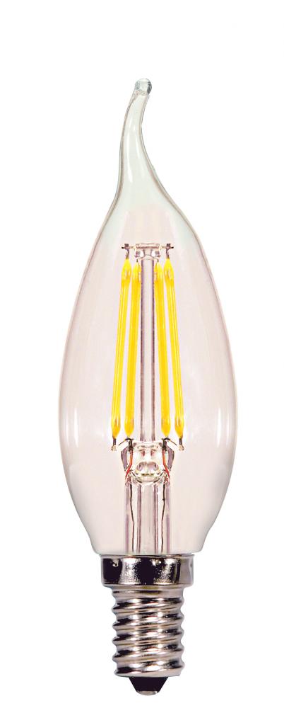 4 Watt CA11 LED; Clear; Candelabra base; 2700K; 350 Lumens; 120 Volt; Carded