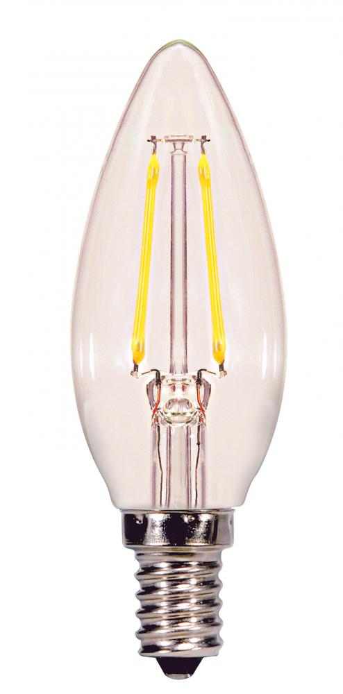 2.5 Watt B11 LED; Clear; Candelabra base; 2700K; 200 Lumens; 120 Volt