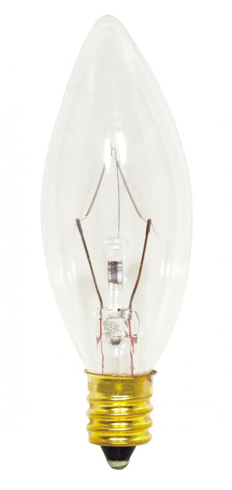 40 Watt B8 Incandescent; Clear; 1500 Average rated hours; 384 Lumens; Candelabra base; 130 Volt;