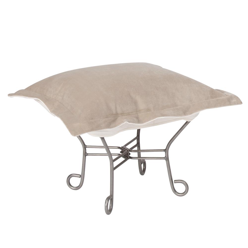 Scroll Puff Ottoman Bella Sand Titanium Frame