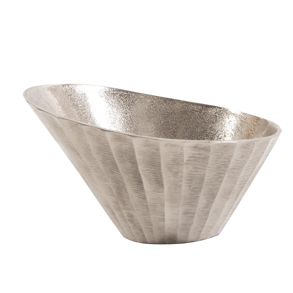 Silver Chiseled Metal Bowl