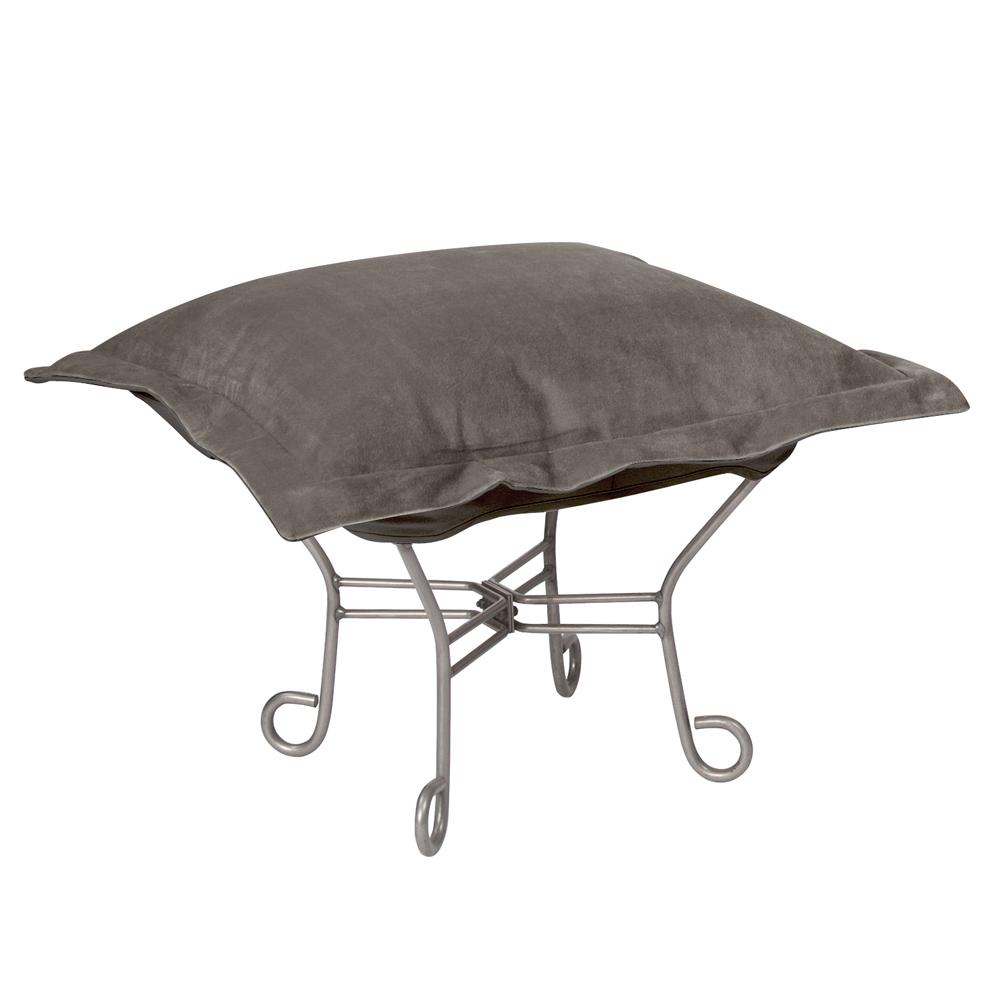 Scroll Puff Ottoman Bella Pewter Titanium Frame